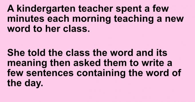 Read to the end: Kindergarten teaches her student the word “frugal”