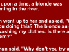A blonde washing her clothes