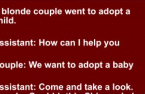 A blonde couple went to adopt a child.