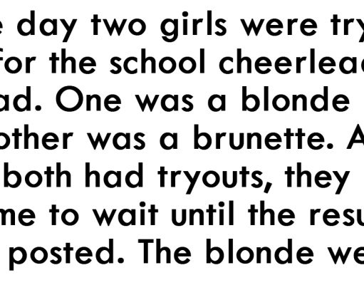 Two girls were trying out for the school cheerleading squad.