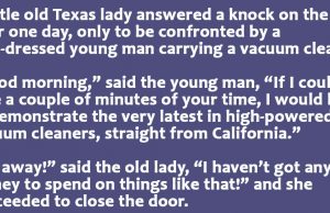 Salesman Tries to Trick an Old Lady.