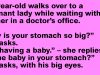 A 3-year-old walks over to a pregnant lady