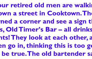 Four Retired Old Men Are Walking Down A Street