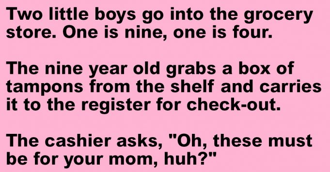 Two little boys go into the grocery store