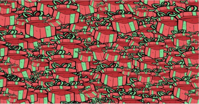 There’s a money bag hidden among Christmas presents. Can you spot it?