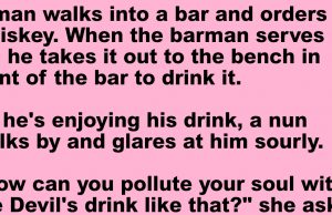 A man walks into a bar and orders a whiskey.