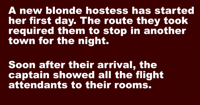 A new blonde hostess has started her first day