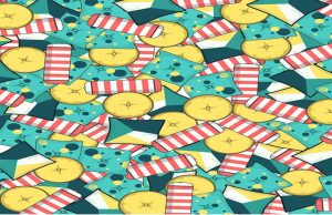 Can you spot the odd spot the odd pillow out in a colourful illustration.