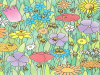 can you count all the bees in a vibrant floral scene?