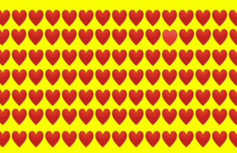 Find the different red heart in this picture, can you?