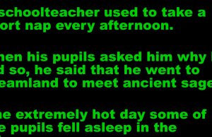 A school teacher used to take a short nap every afternoon.