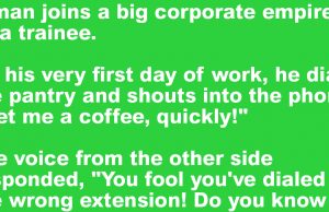 A man joins a big corporate empire as a trainee.