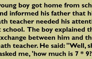 Son asks his father to come to school.