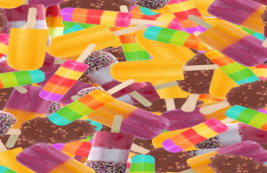 Can you spot the rocket popsicle among these frozen treats?