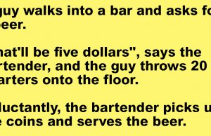 A man walks into a bar and orders a beer.