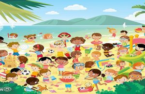 This brainteaser challenged users to spot a pair of twins on a busy beach.