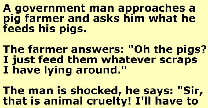 A government man approaches a pig farmer one day.