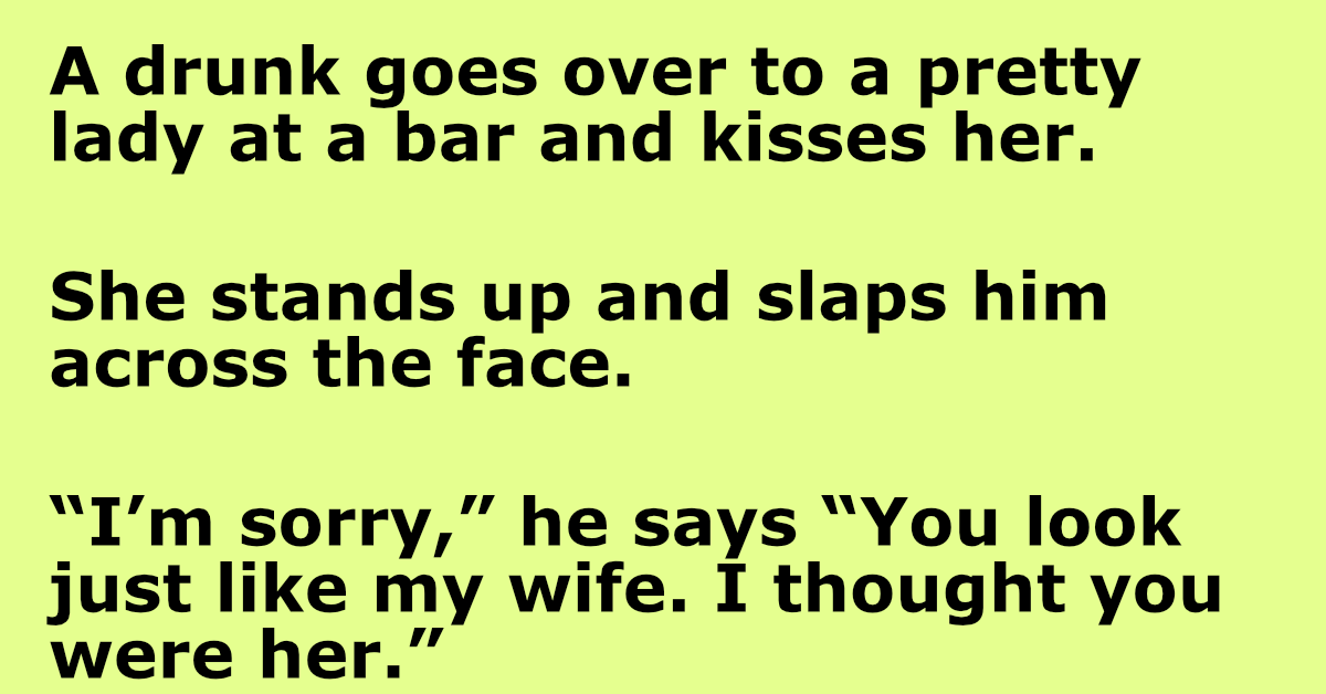 A drunk goes over to a pretty lady at a bar