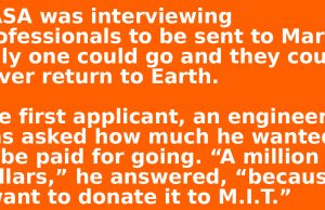 NASA was interviewing professionals to be sent to Mars.
