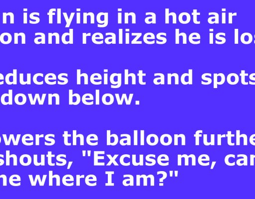 A man is flying in a hot air balloon and realizes he is lost