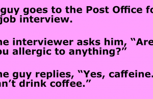 A guy goes to the Post Office for a job interview.