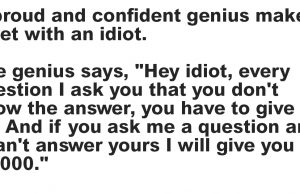 A proud and confident genius makes a bet with an idiot