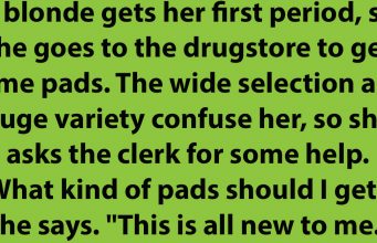 A blonde gets her first period.