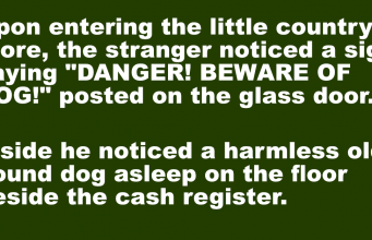 A stranger noticed a warning sign about a dog
