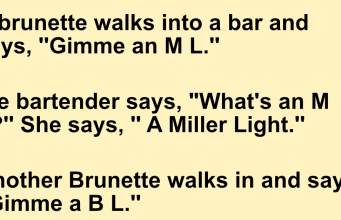 A brunette walks into a bar and says