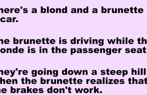 There’s a blond and a brunette in a car.