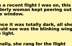 An elderly women was on a flight
