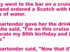 A lady went to the bar on a cruise ship
