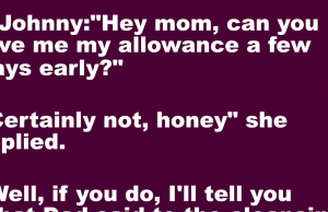 L.Johnny asked his mother for his allowance a few days early