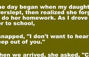 A Father drove her daughter to school