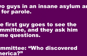 Two guys in an insane asylum are up for parole.