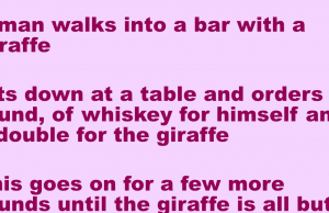 Man walks into a bar with a Giraffe