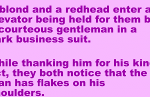 A redhead and a blonde enter an elevator.