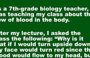 A teacher was teaching her students about the flow of blood.