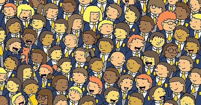 Can YOU find three owls hidden among the schoolchildren?