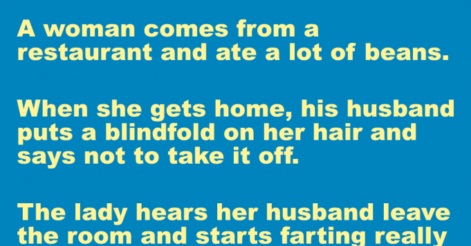 A woman comes from a restaurant and ate a lot of beans.