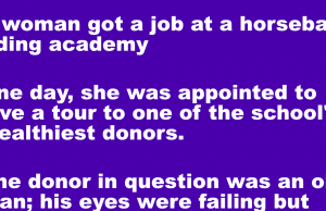 A woman got a job at a horseback riding academy