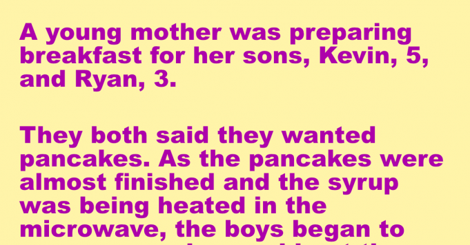 A young mother was preparing breakfast for her sons.