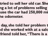 A Blonde Selling A Old Car