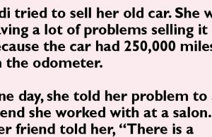 A Blonde Selling A Old Car