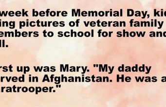Kids bring pictures of veteran family members to school