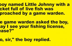 Little Johnny was caught fishing by a game warden