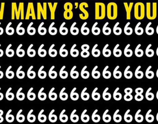 Very few people can get it right – but can you find all the 8’s in the picture?