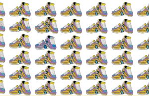 Can you identify the pair of shoes in the picture that do not belong?