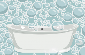 Can you spot the rubber duck among the soapy bubbles?