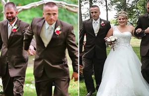 Emotional moment father halts wedding so daughter’s stepfather can walk her down the aisle as well